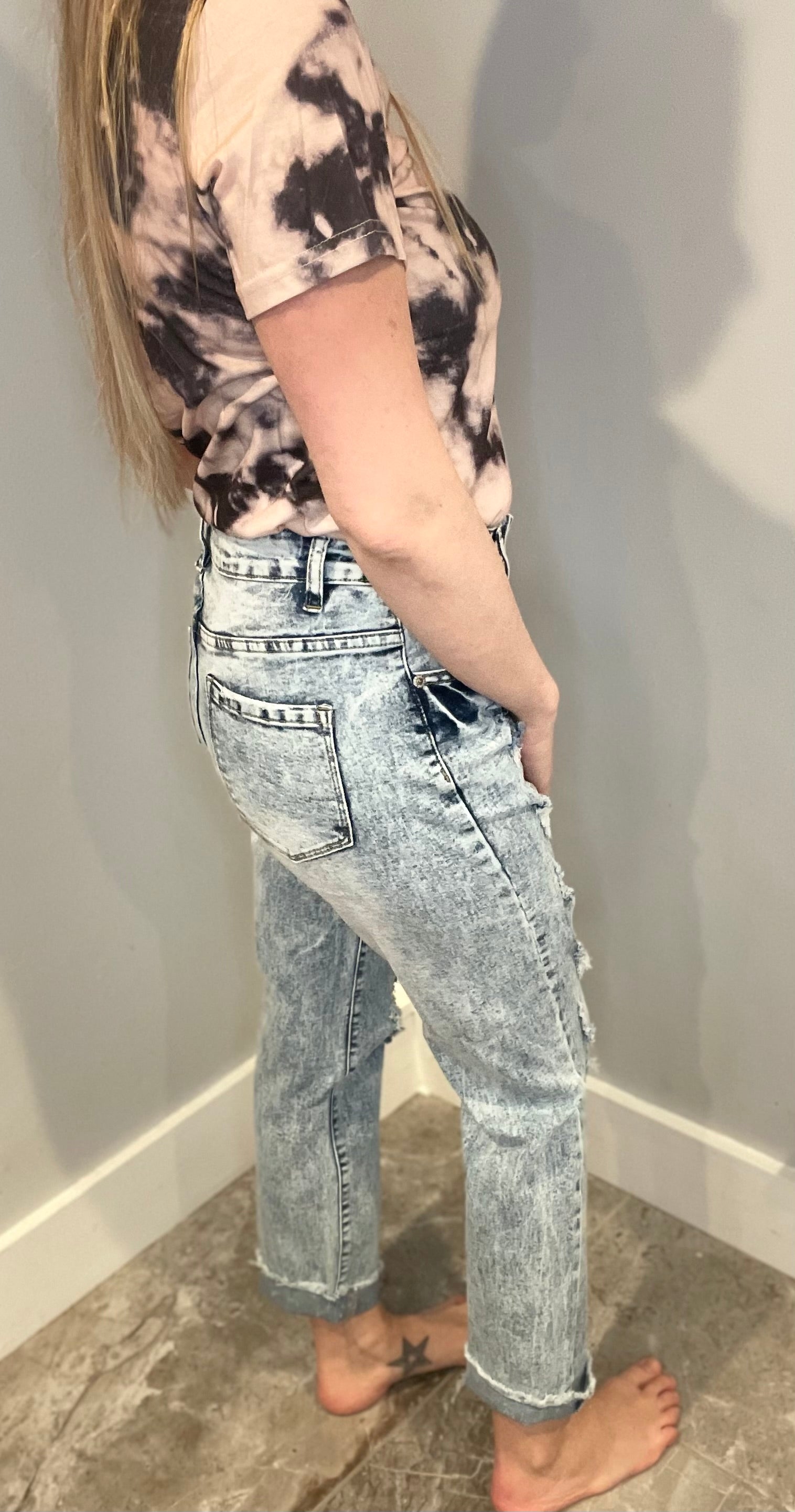 Acid Wash Distressed Jean